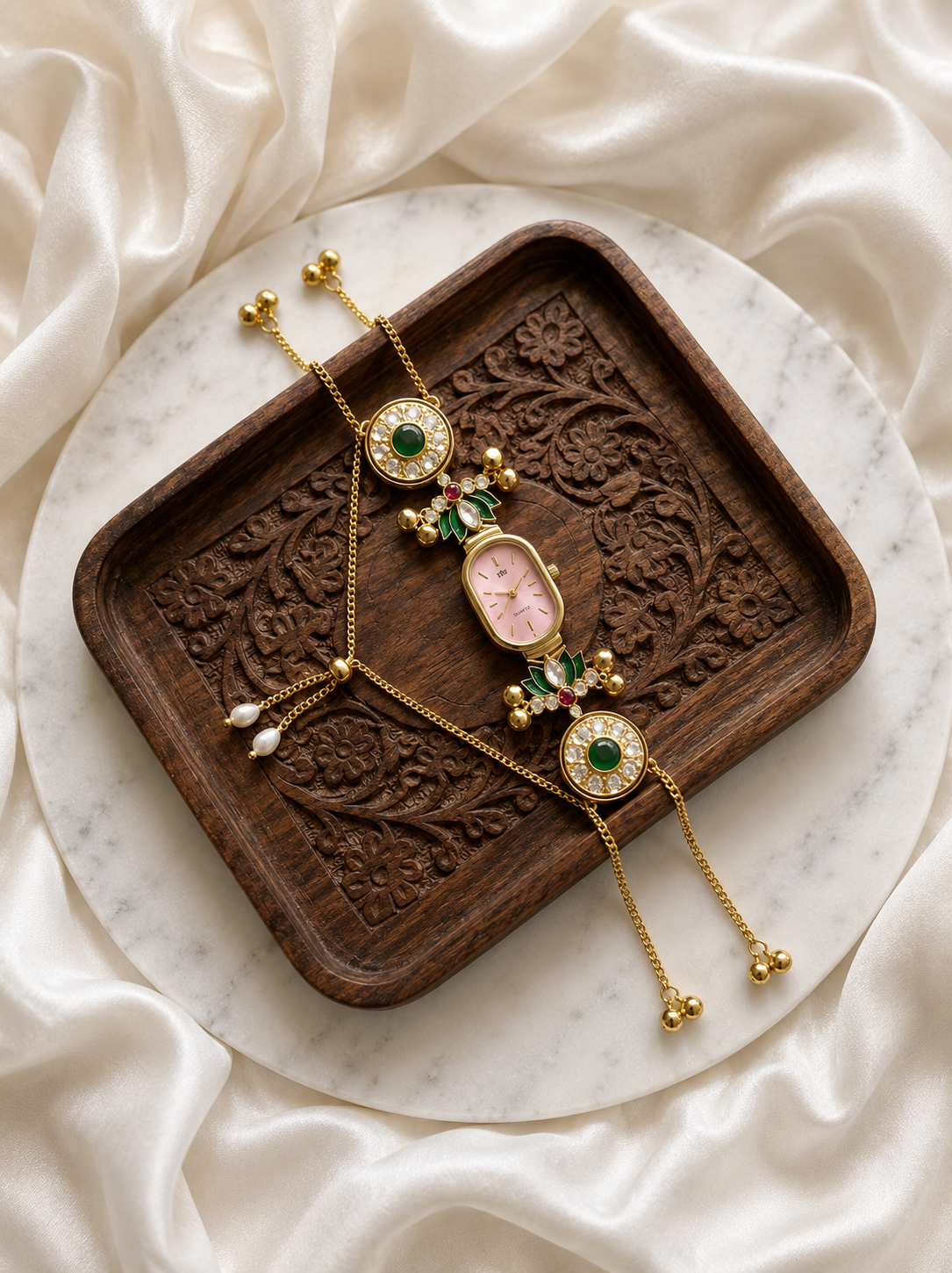 Kundan designed Watch | hand Jewelry