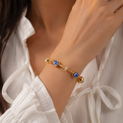Evil Eye Cuff golden bracelet with Magnetic Closure