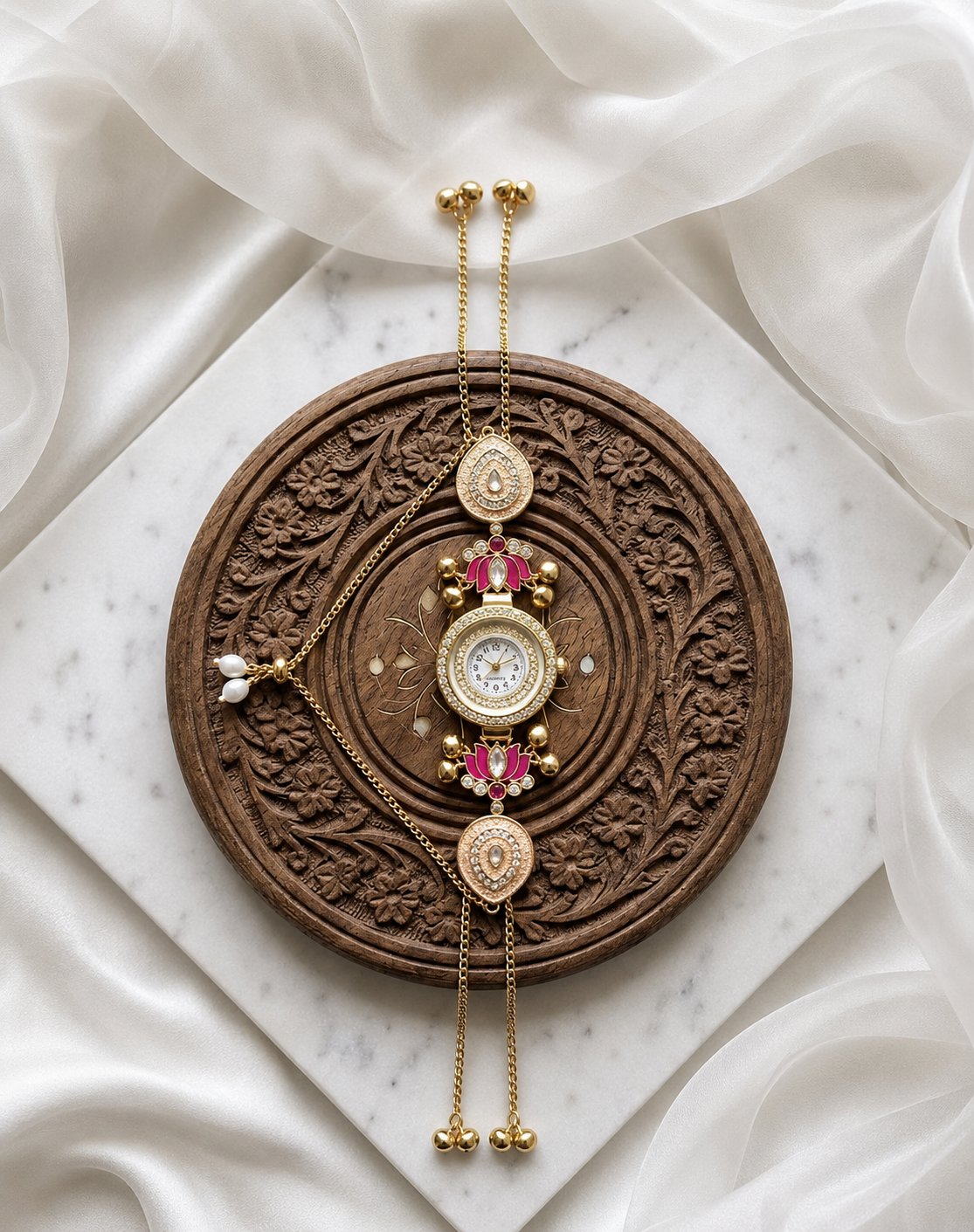 Kundan designed Watch | hand Jewelry