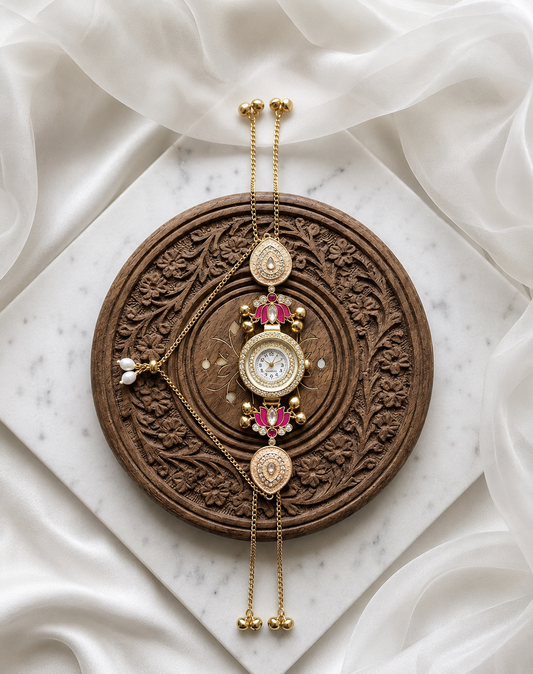 Kundan designed Watch | hand Jewelry