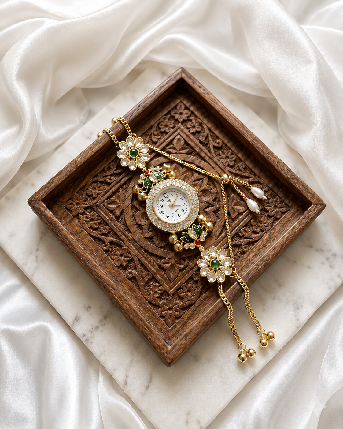 Kundan designed Watch | hand Jewelry