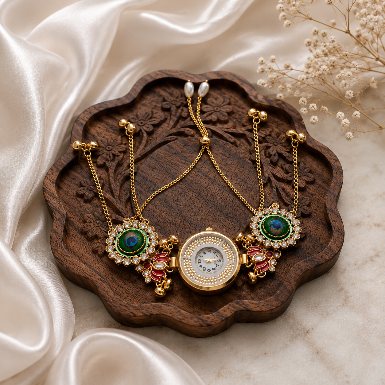 Kundan designed Watch | hand Jewelry