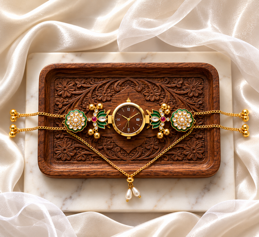 Kundan designed Watch | hand Jewelry
