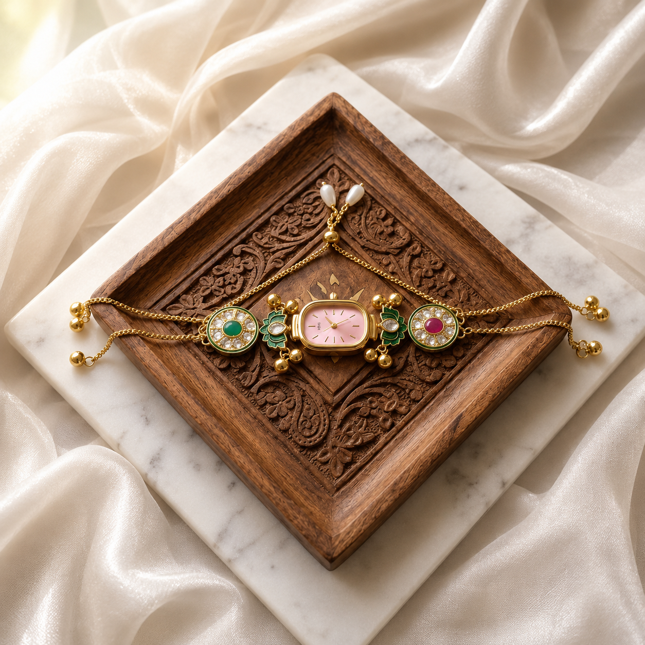 Kundan designed Watch | hand Jewelry