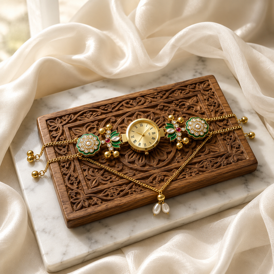 Kundan designed Watch | hand Jewelry
