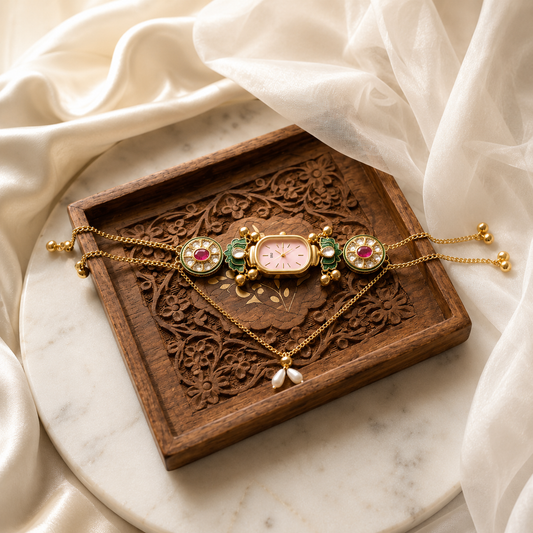 Kundan designed Watch | hand Jewelry