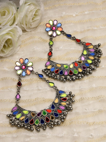 Mirror Studed Afghani Chandbalis