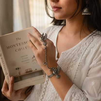 Antique Ghungaroo Handflower | Hathfool | Bracelet | Ring Chain
