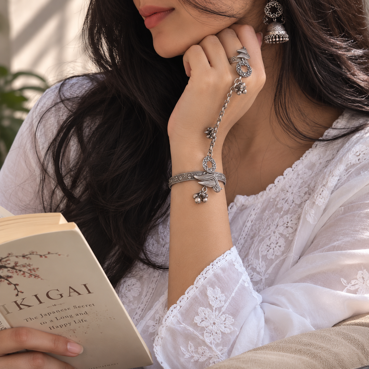 Antique Ghungaroo Handflower | Hathfool | Bracelet | Ring Chain