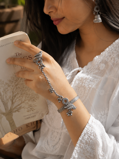 Antique Ghungaroo Handflower | Hathfool | Bracelet | Ring Chain