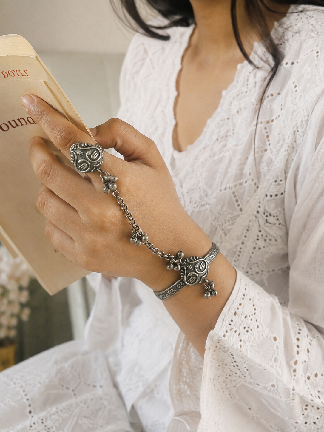 Antique Ghungaroo Handflower | Hathfool | Bracelet | Ring Chain