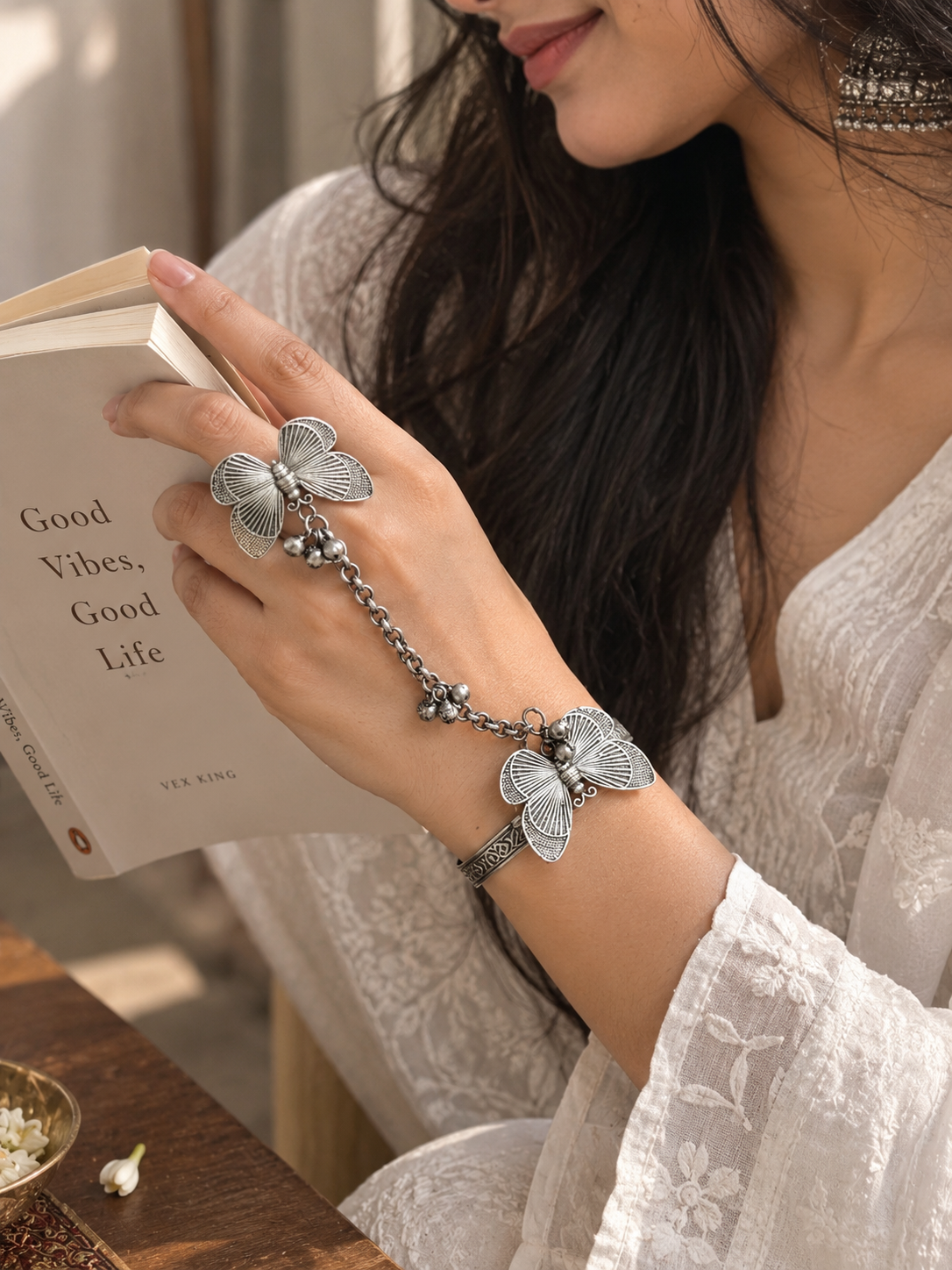 Antique Ghungaroo Handflower | Hathfool | Bracelet | Ring Chain