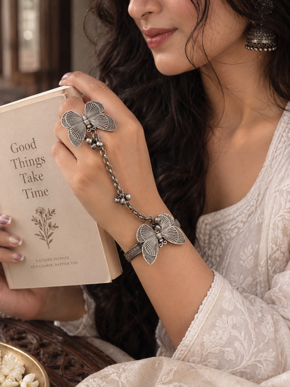 Antique Ghungaroo Handflower | Hathfool | Bracelet | Ring Chain
