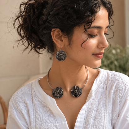 Meher statement Hasli collar Necklace with Earrings