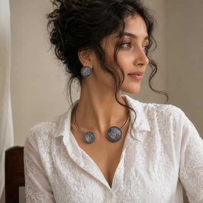 Meher statement Hasli collar Necklace with Earrings