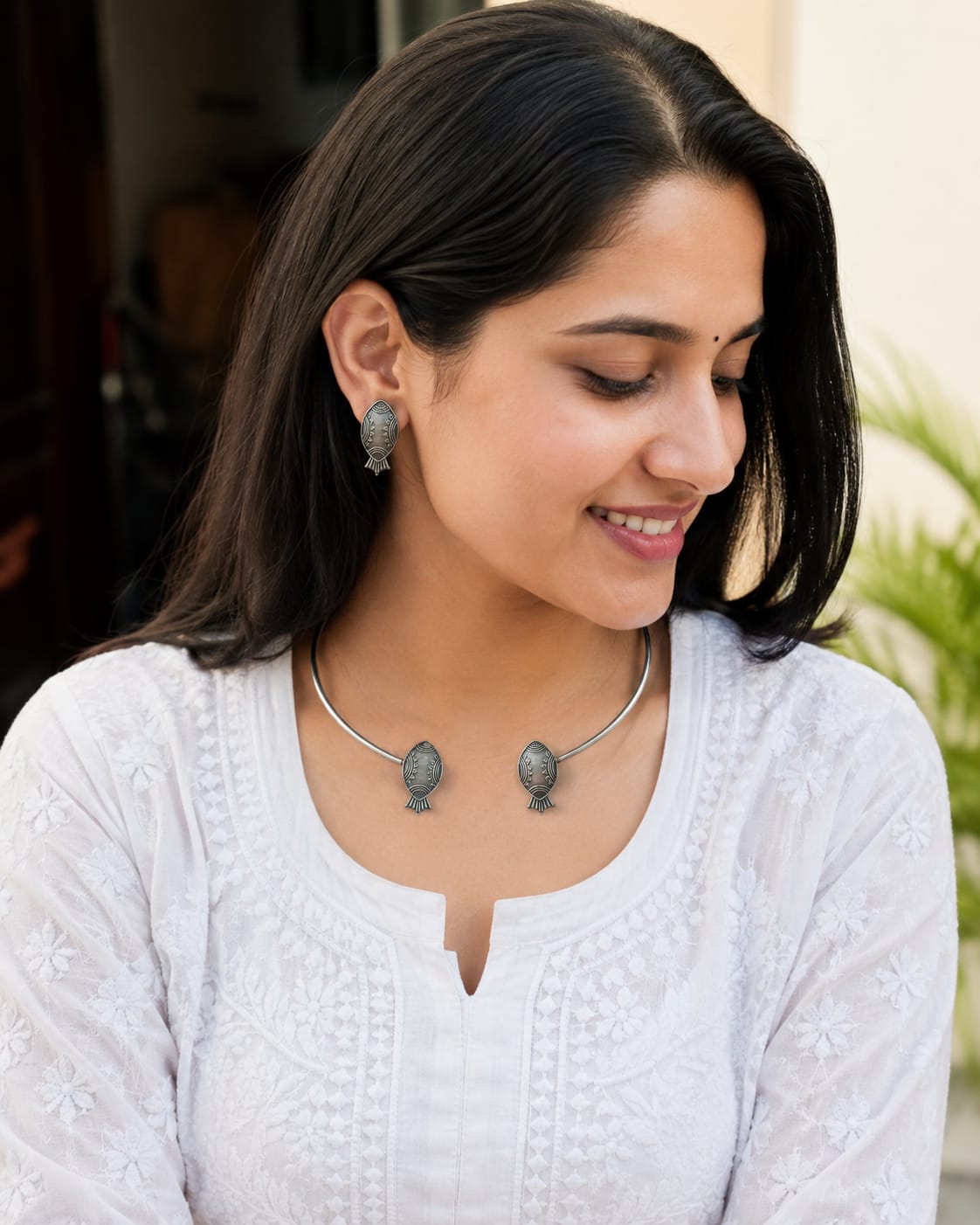 Meher statement Hasli collar Necklace with Earrings