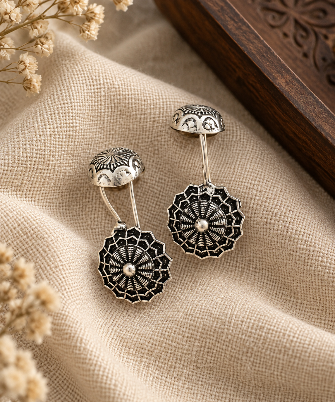 Clip on silver bugadi | Non piercing Ear cuffs | Earrings