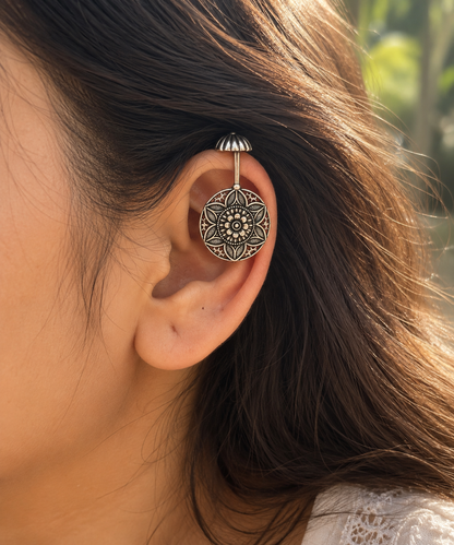 Clip on silver bugadi | Non piercing Ear cuffs | Earrings
