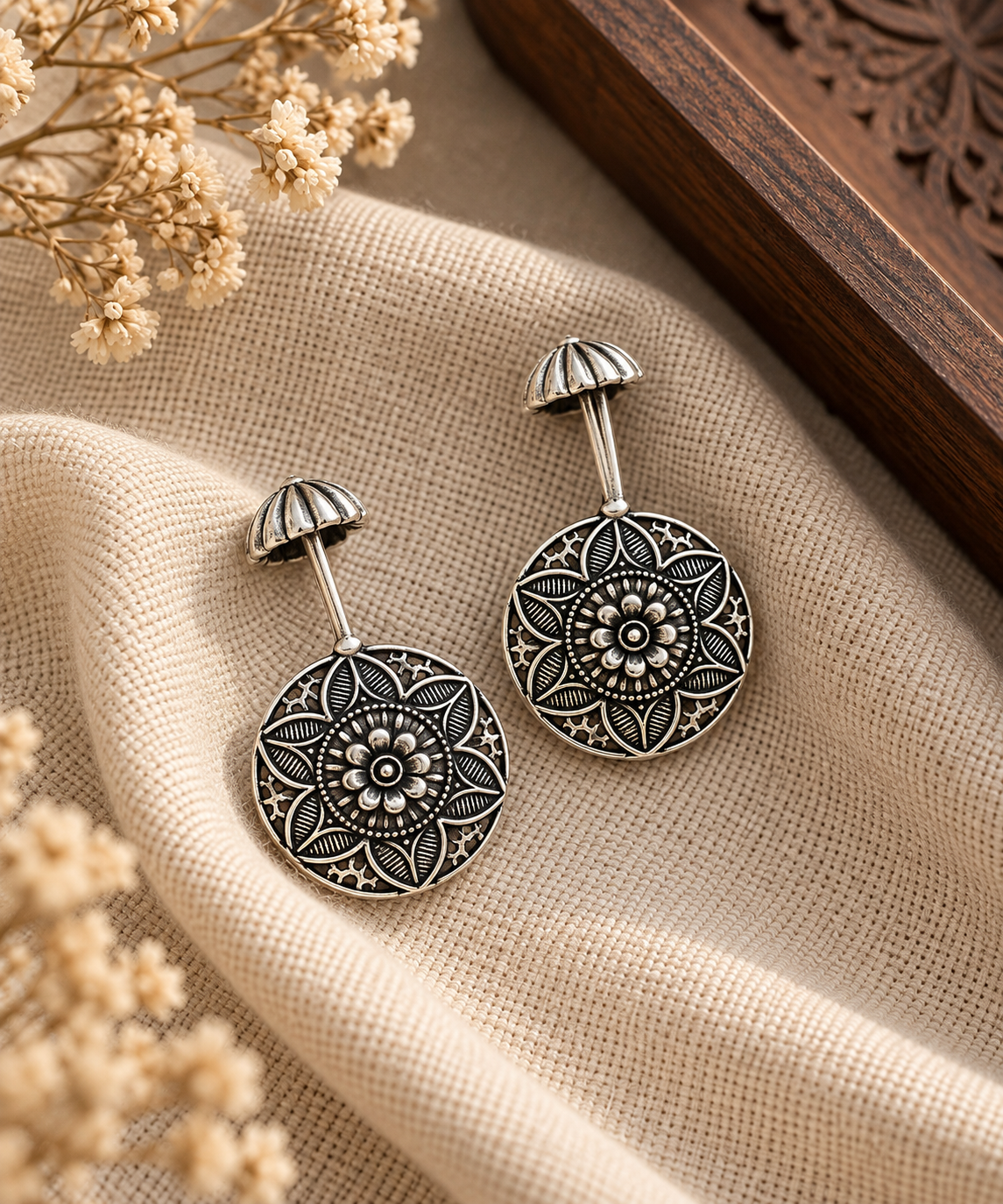 Clip on silver bugadi | Non piercing Ear cuffs | Earrings