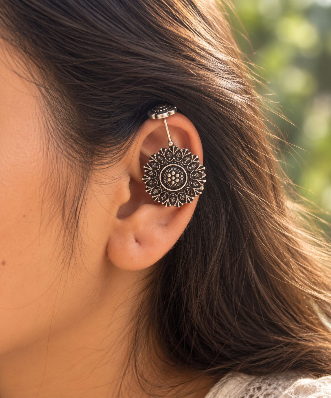 Clip on silver bugadi | Non piercing Ear cuffs | Earrings