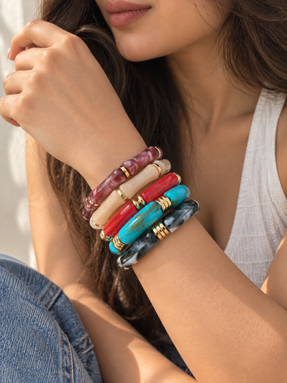 Retro Acrylic Resin Stack Bracelet