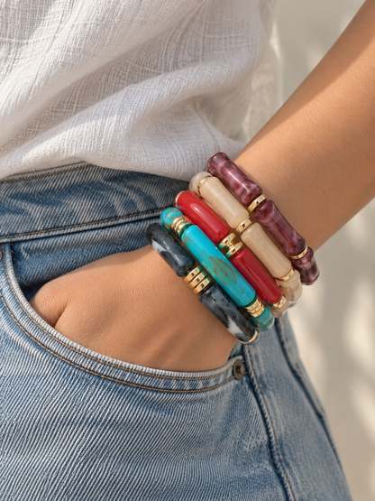 Retro Acrylic Resin Stack Bracelet