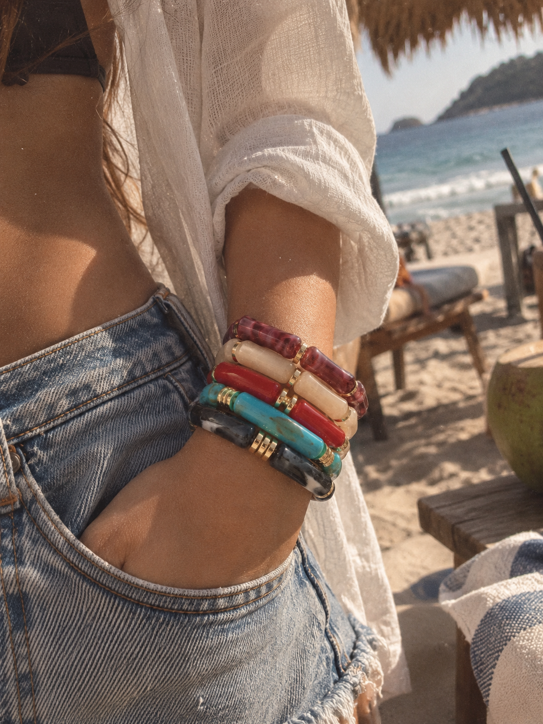 Retro Acrylic Resin Stack Bracelet