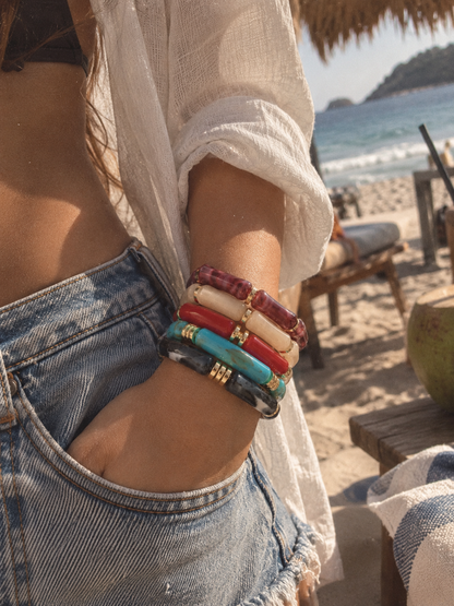 Retro Acrylic Resin Stack Bracelet