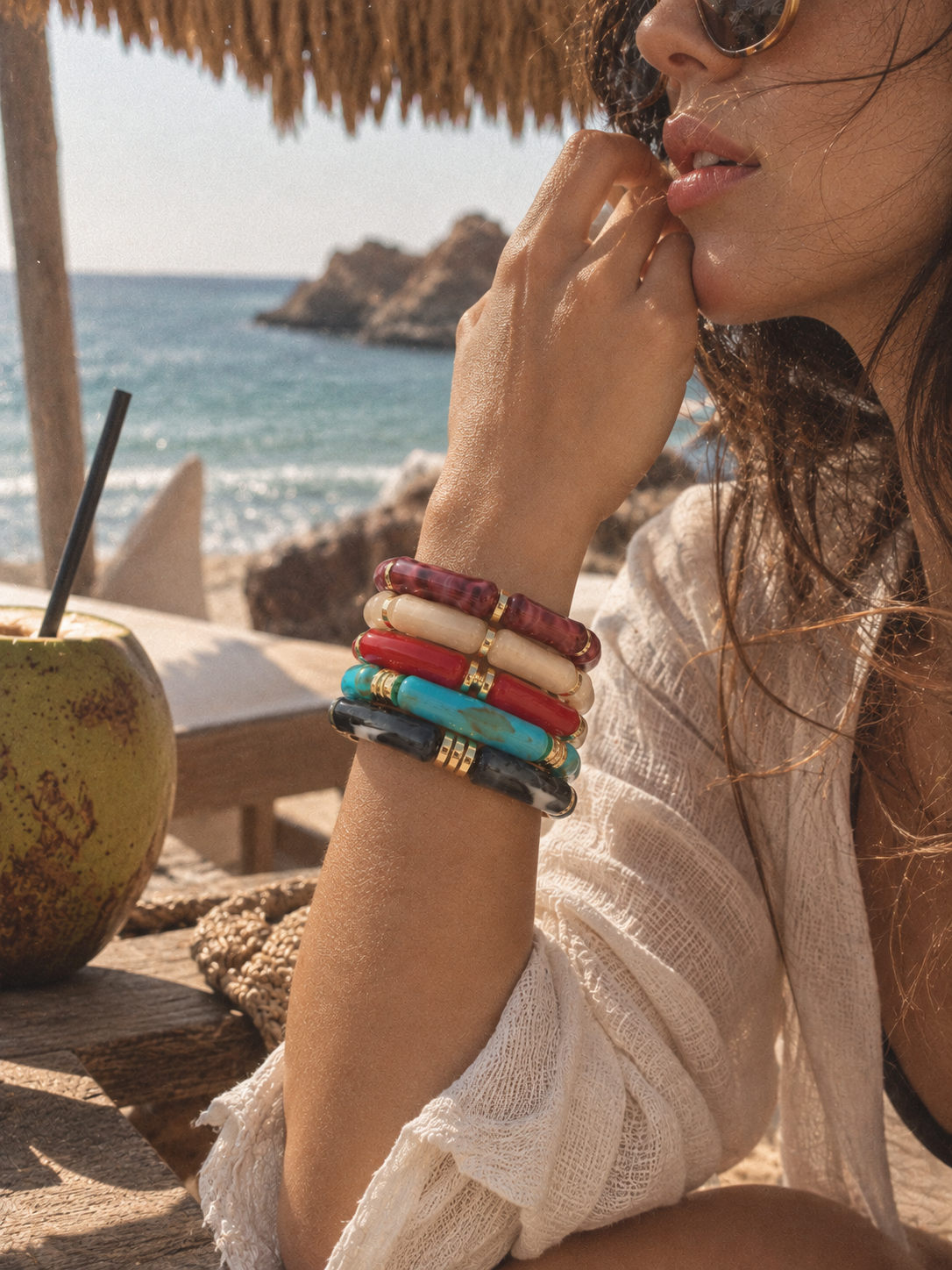 Retro Acrylic Resin Stack Bracelet