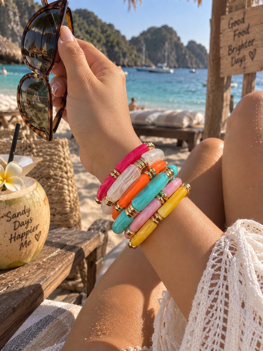Retro Acrylic Resin Stack Bracelet