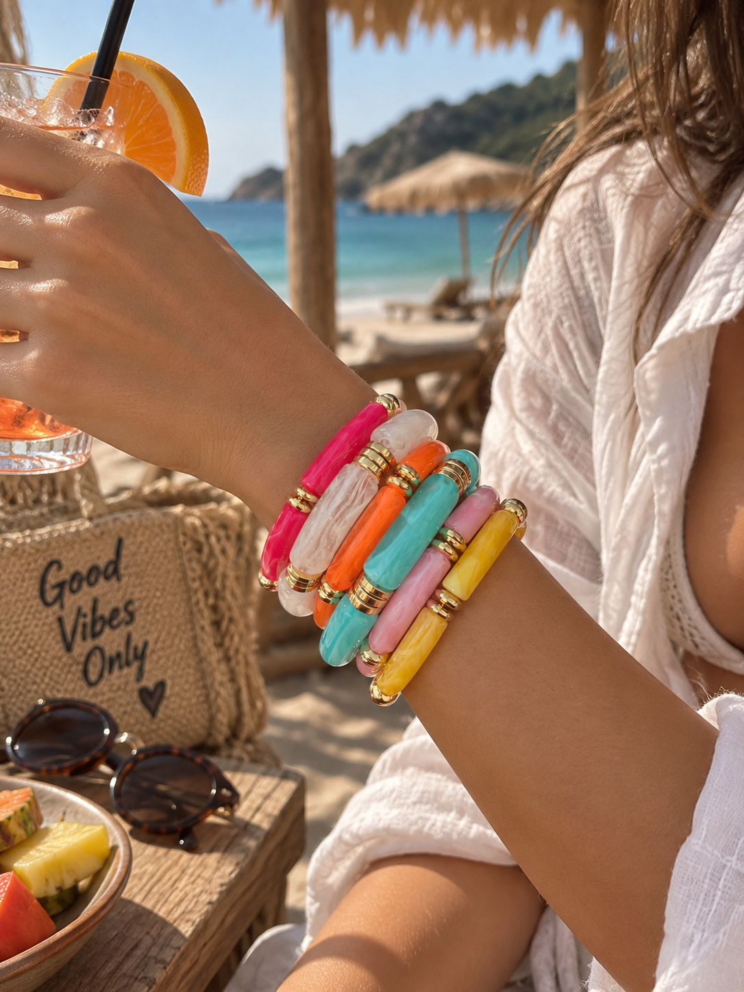 Retro Acrylic Resin Stack Bracelet