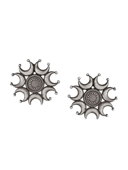 Surya Statement Earrings | German Silver Stud Earring Jhumka | Bloom By Sushmita