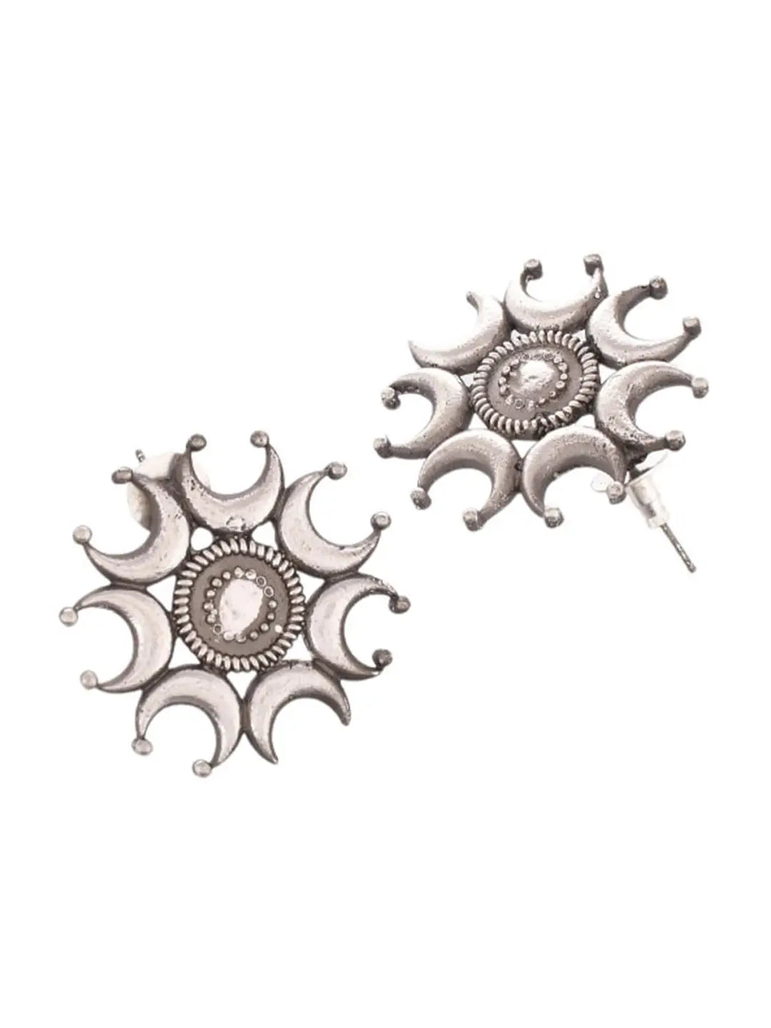 Surya Statement Earrings | German Silver Stud Earring Jhumka | Bloom By Sushmita