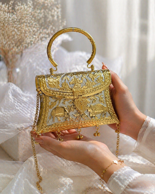 Dual tone Golden bags | Silver purse premium Quality with Sling