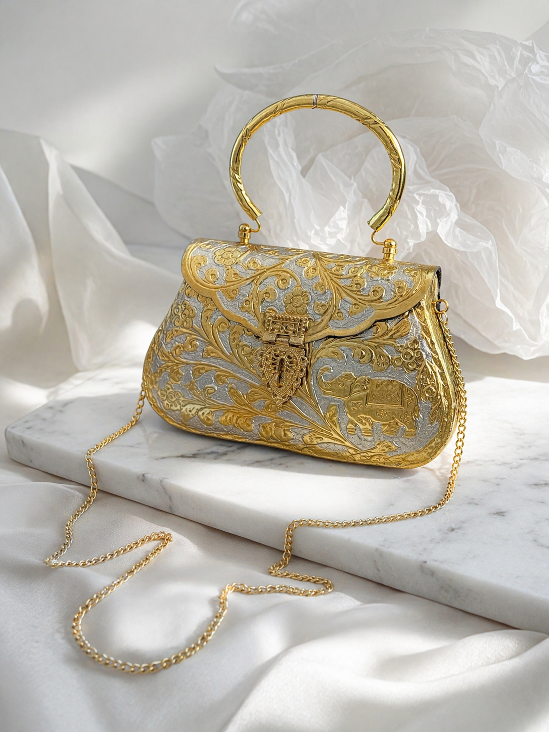 Dual tone Golden bags | Silver purse premium Quality with Sling