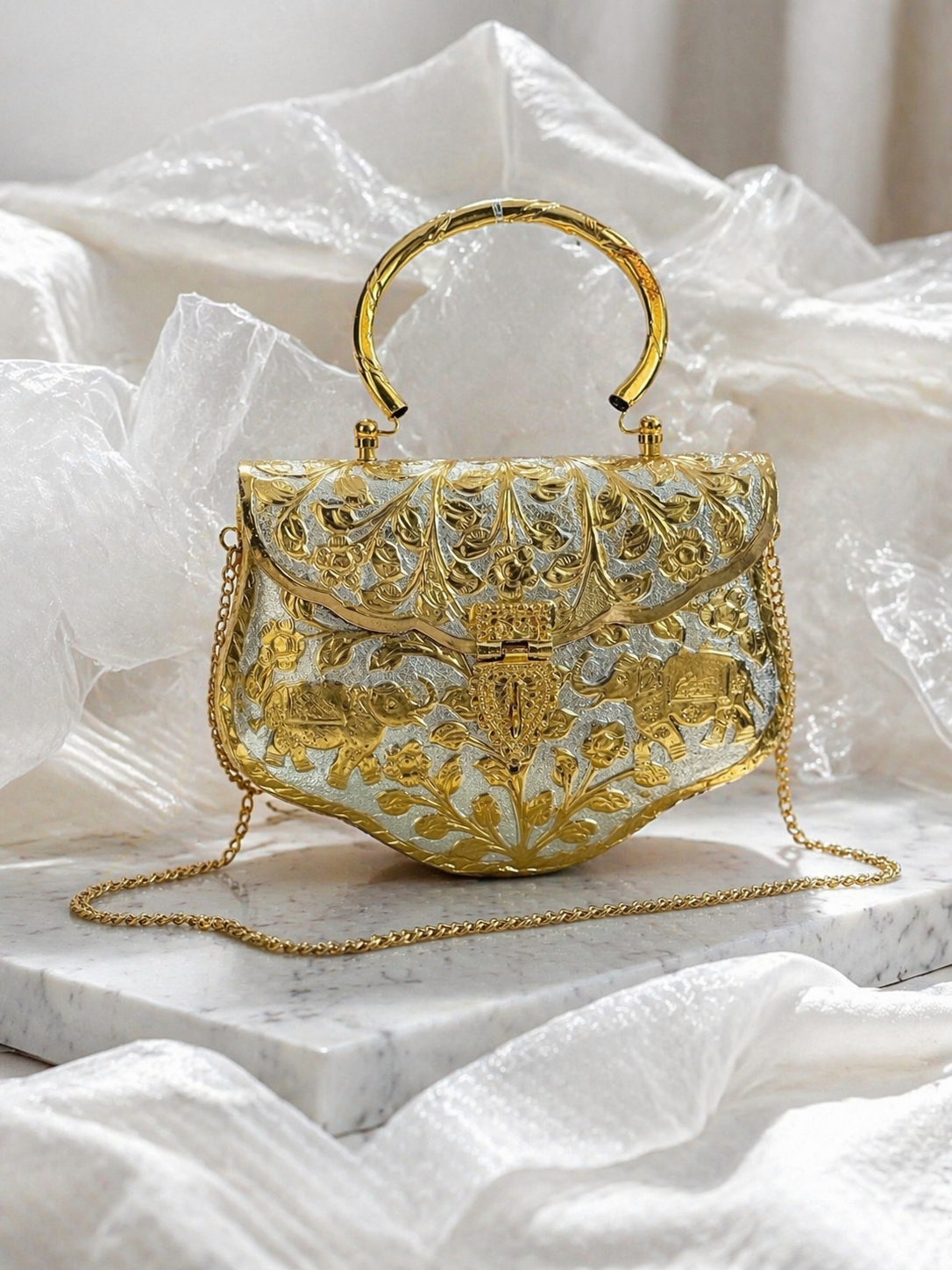 Dual tone Golden bags | Silver purse premium Quality with Sling
