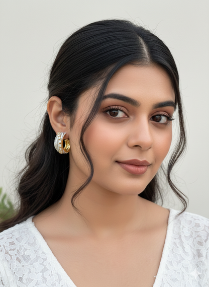 American Diamond studded Baaliyan | बालियाँ oxidised German silver Earrings saree kurta Bloom - By Sushmita India Navratri Diwali Ganpati holi Eid