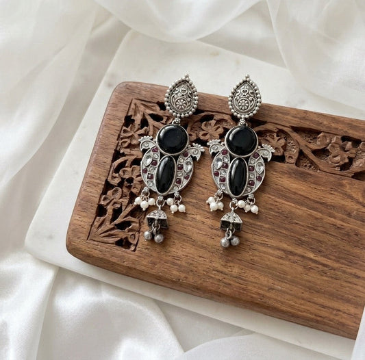 Monalisa stone Statement light-weighted  Silver Earrings