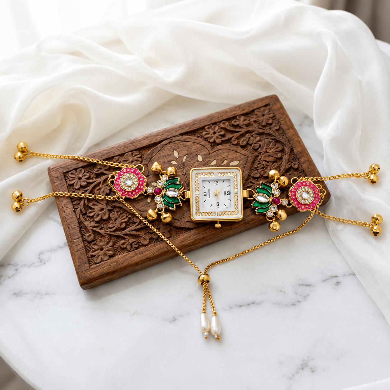 Kundan designed Watch | hand Jewelry