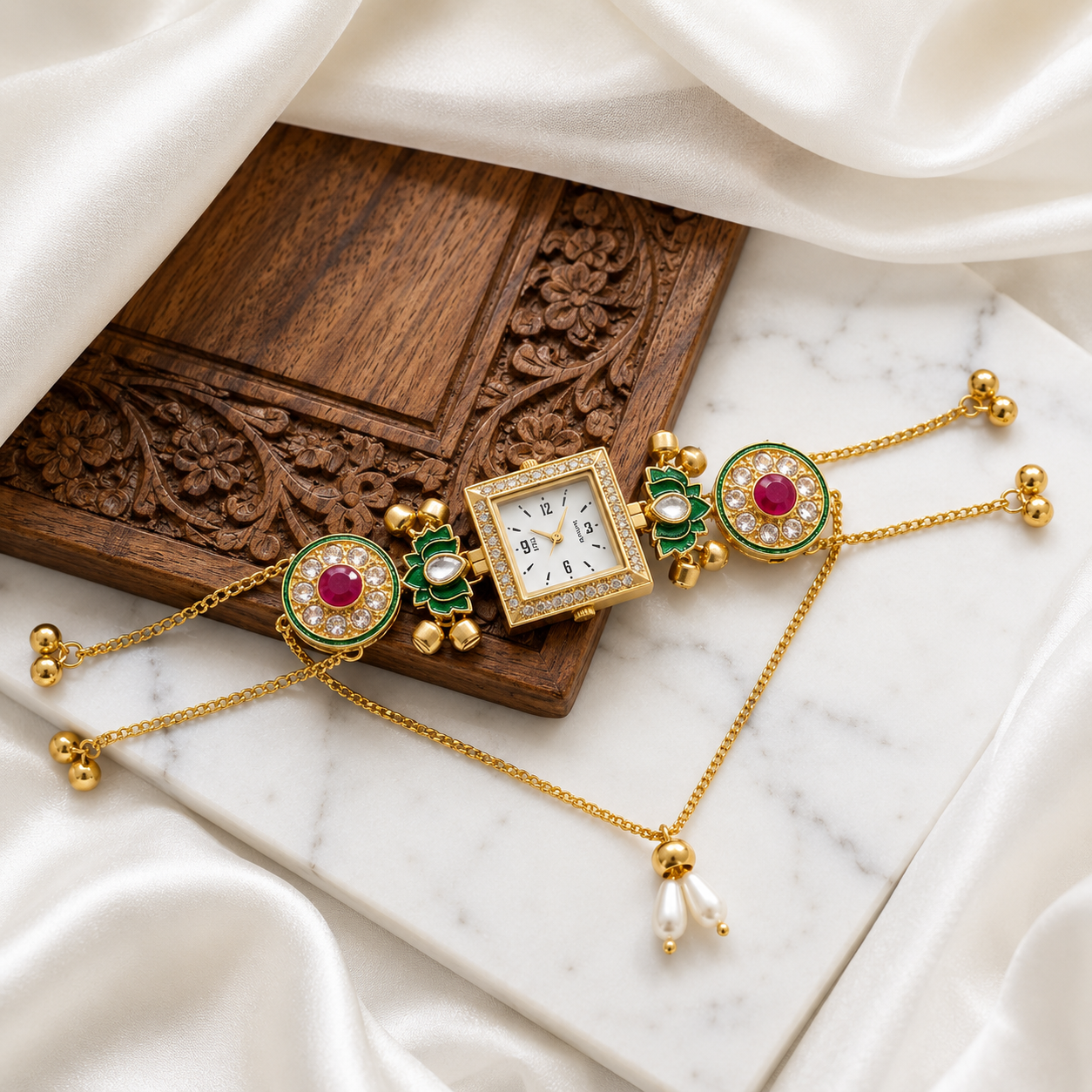 Kundan designed Watch | hand Jewelry