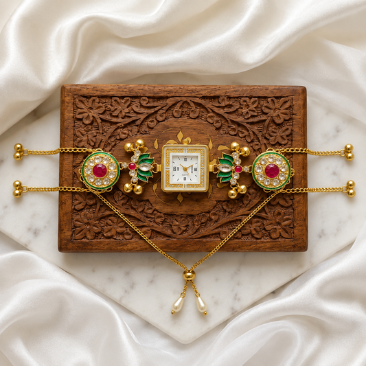 Kundan designed Watch | hand Jewelry