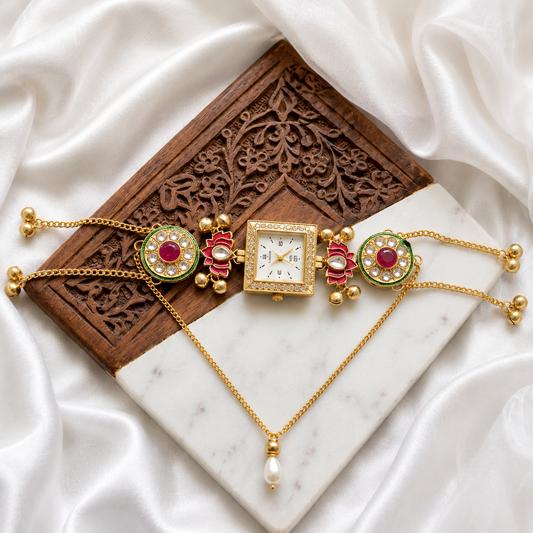 Kundan designed Watch | hand Jewelry