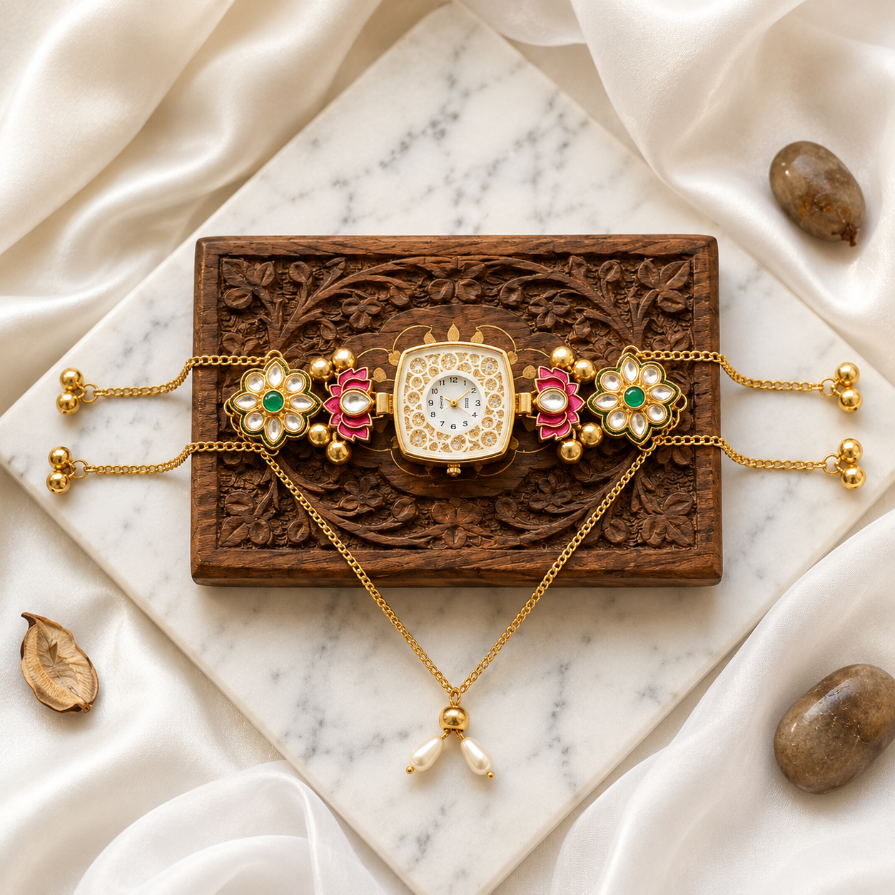 Kundan designed Watch | hand Jewelry