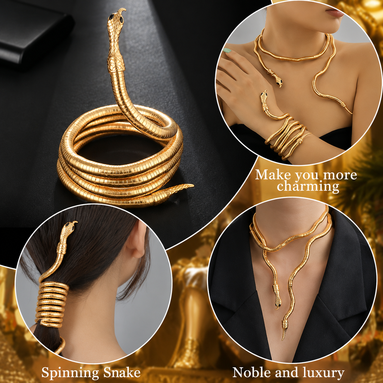Flexible bendable Wrap Around Snake Necklace /  Snake Bracelet / waist belt