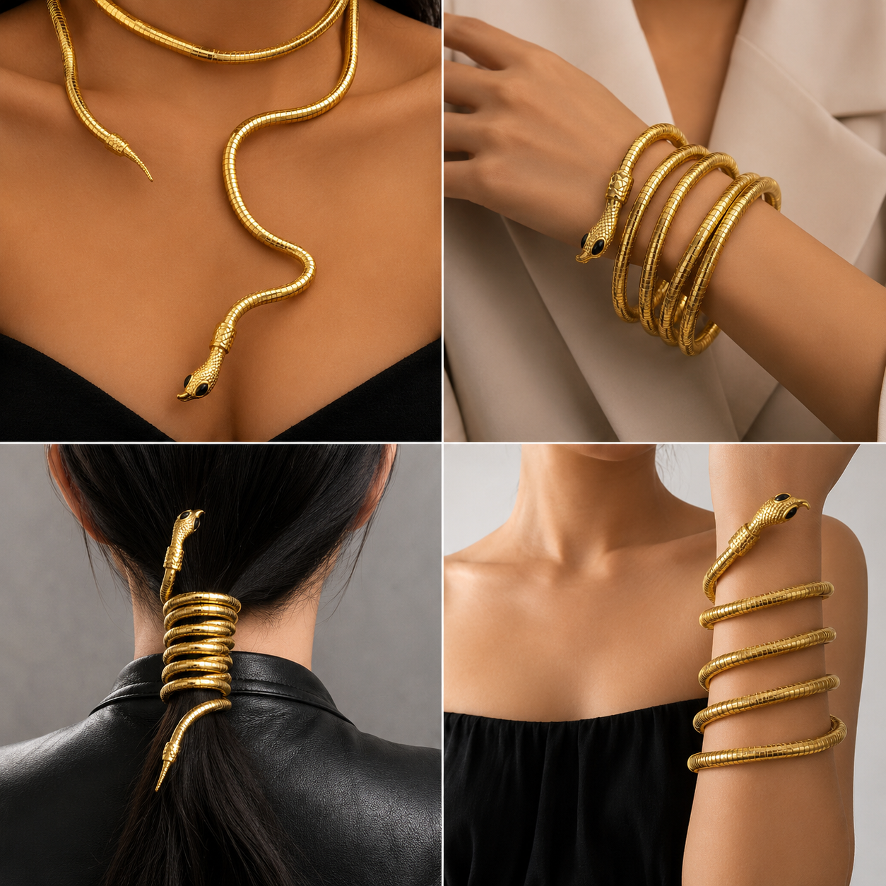 Flexible bendable Wrap Around Snake Necklace /  Snake Bracelet / waist belt