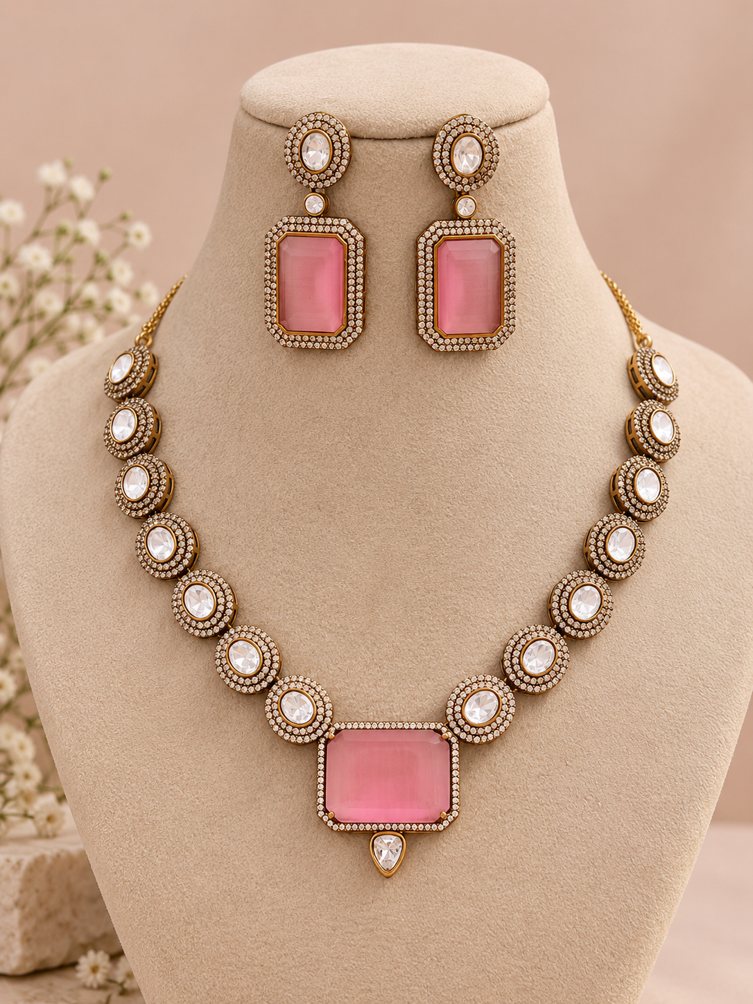 Noor premium kundan and polki Necklace Set
