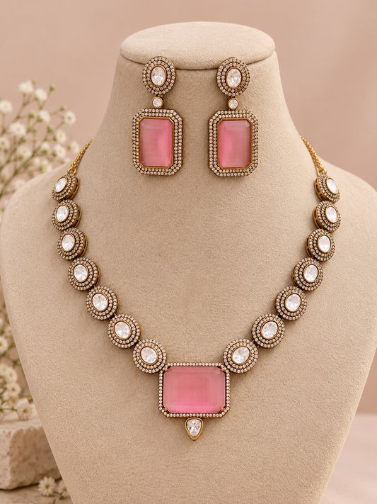 Noor premium kundan and polki Necklace Set
