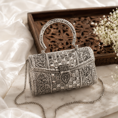 Brass Bag | Handcrafted Brass Metal Ethnic Clutch Bag | Bloom By Sushmita