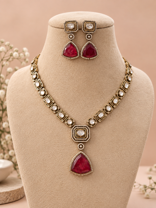 Noor premium kundan and polki Necklace Set