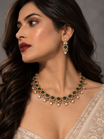 Bridal premium gold kundan and polki Necklace Set with Earrings